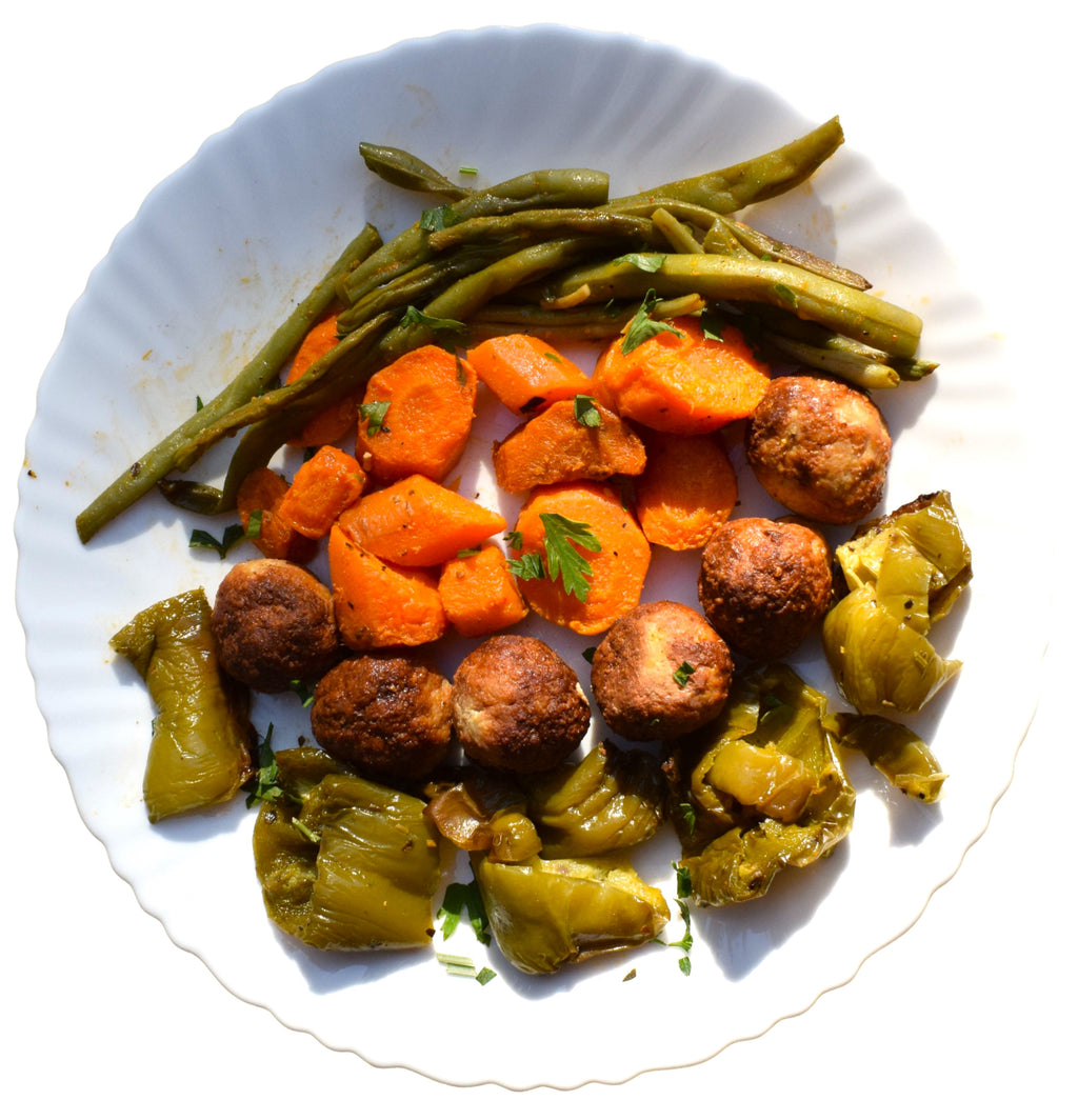 Chicken Meatballs with Sauteed Vegetables
