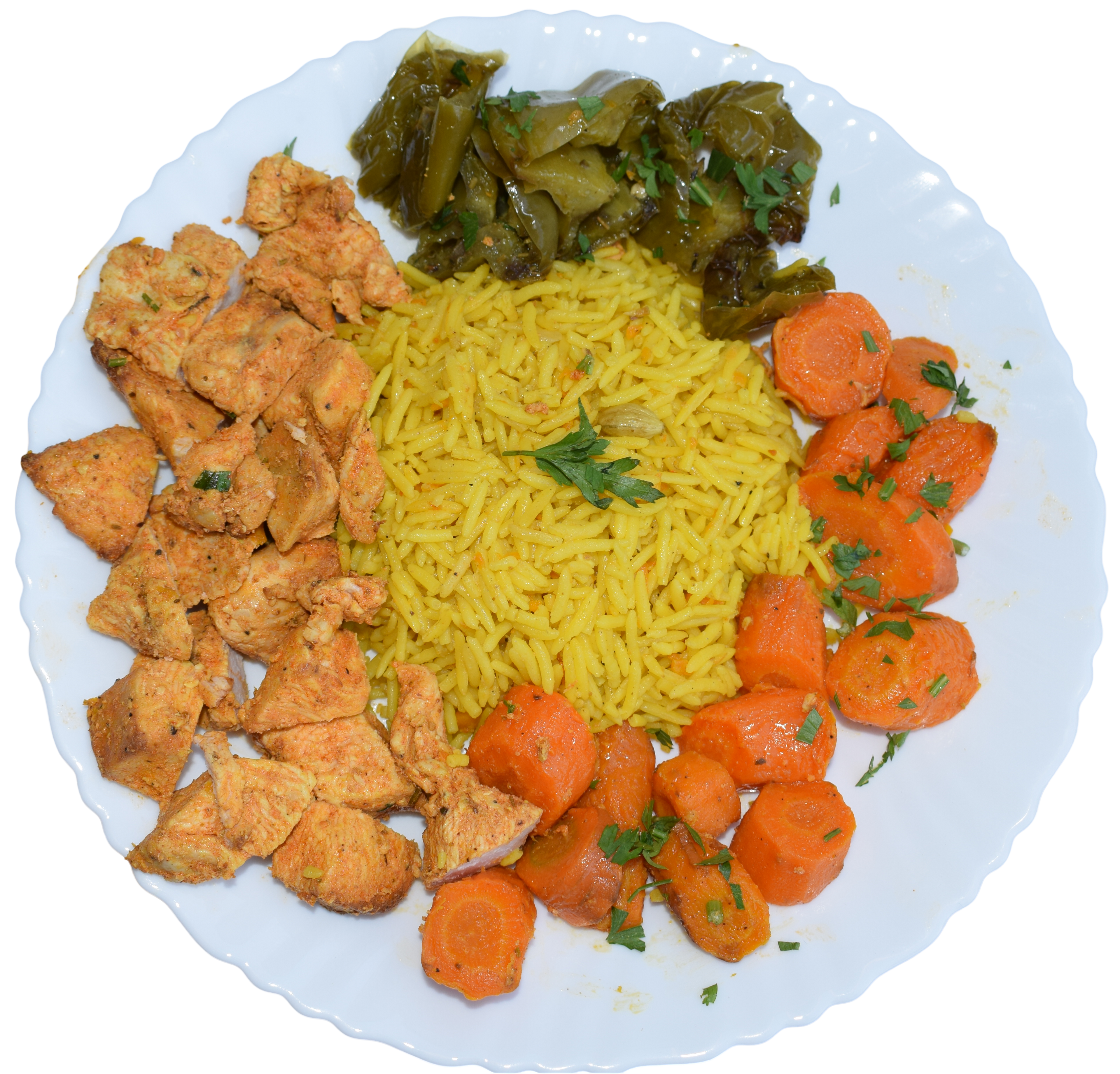 Poulet Mariné au Riz avec Légumes