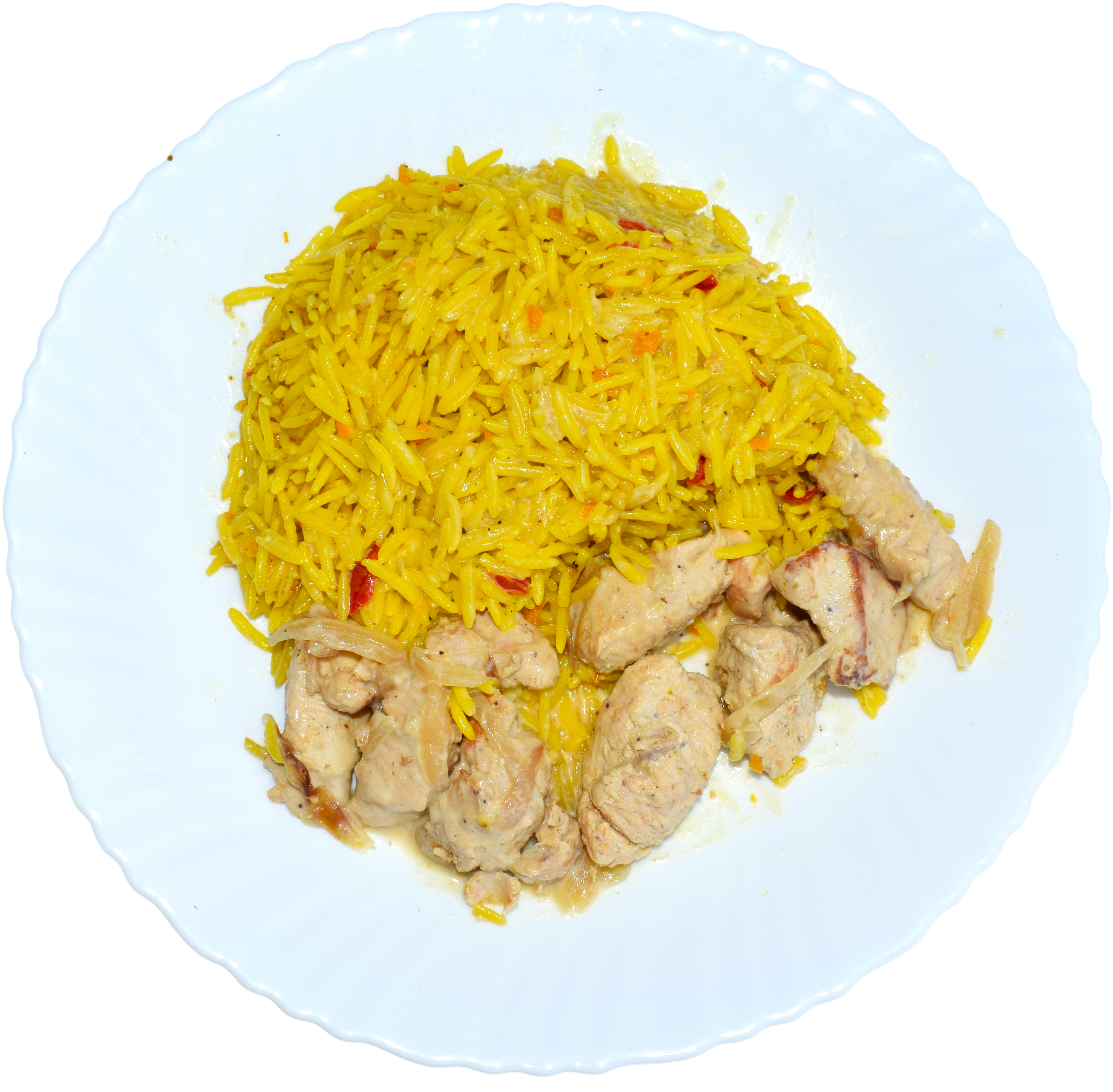 Poulet et Riz Indien au Sauce d’Oignons Caramélisées