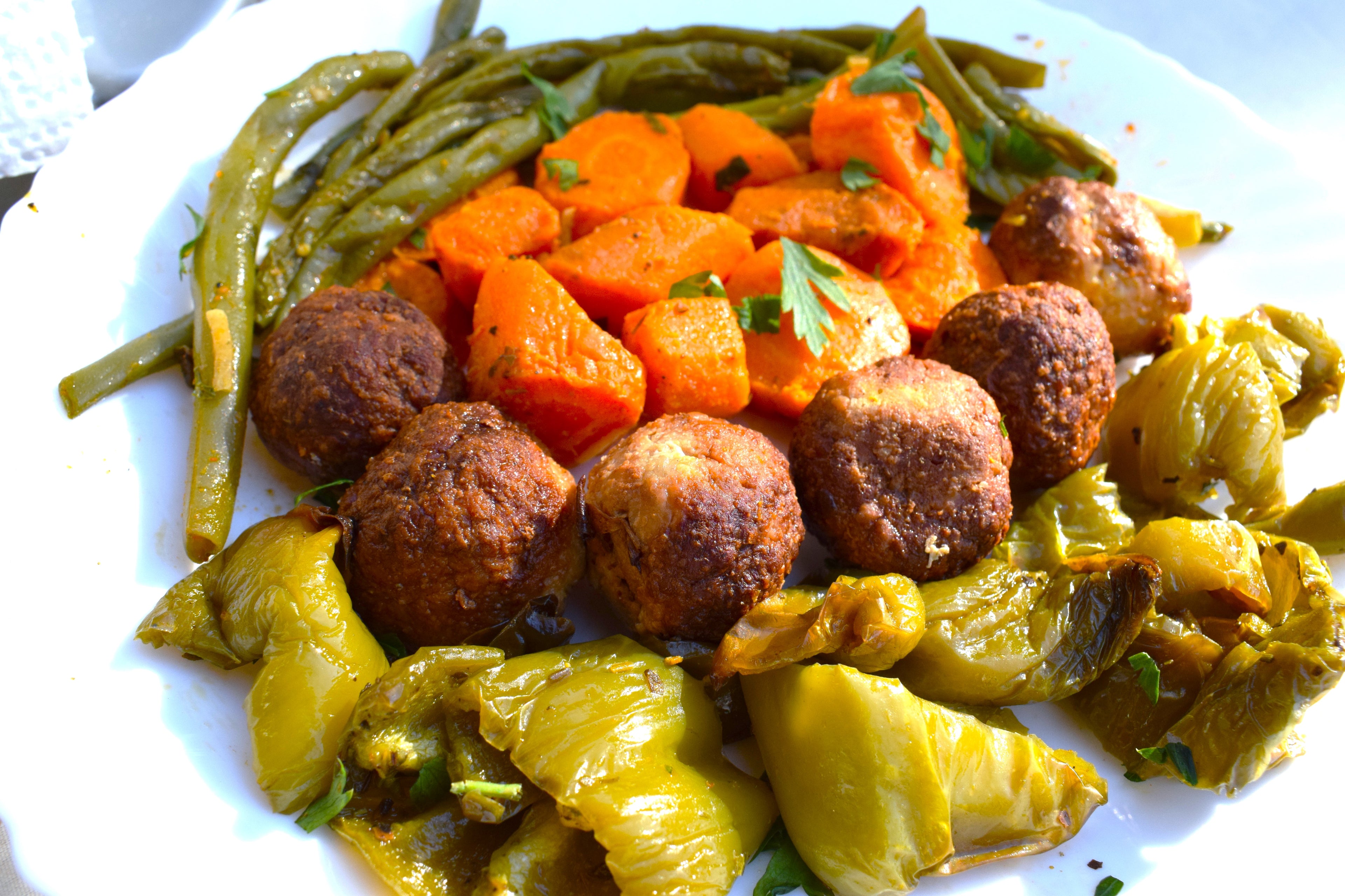 Chicken Meatballs with Sauteed Vegetables