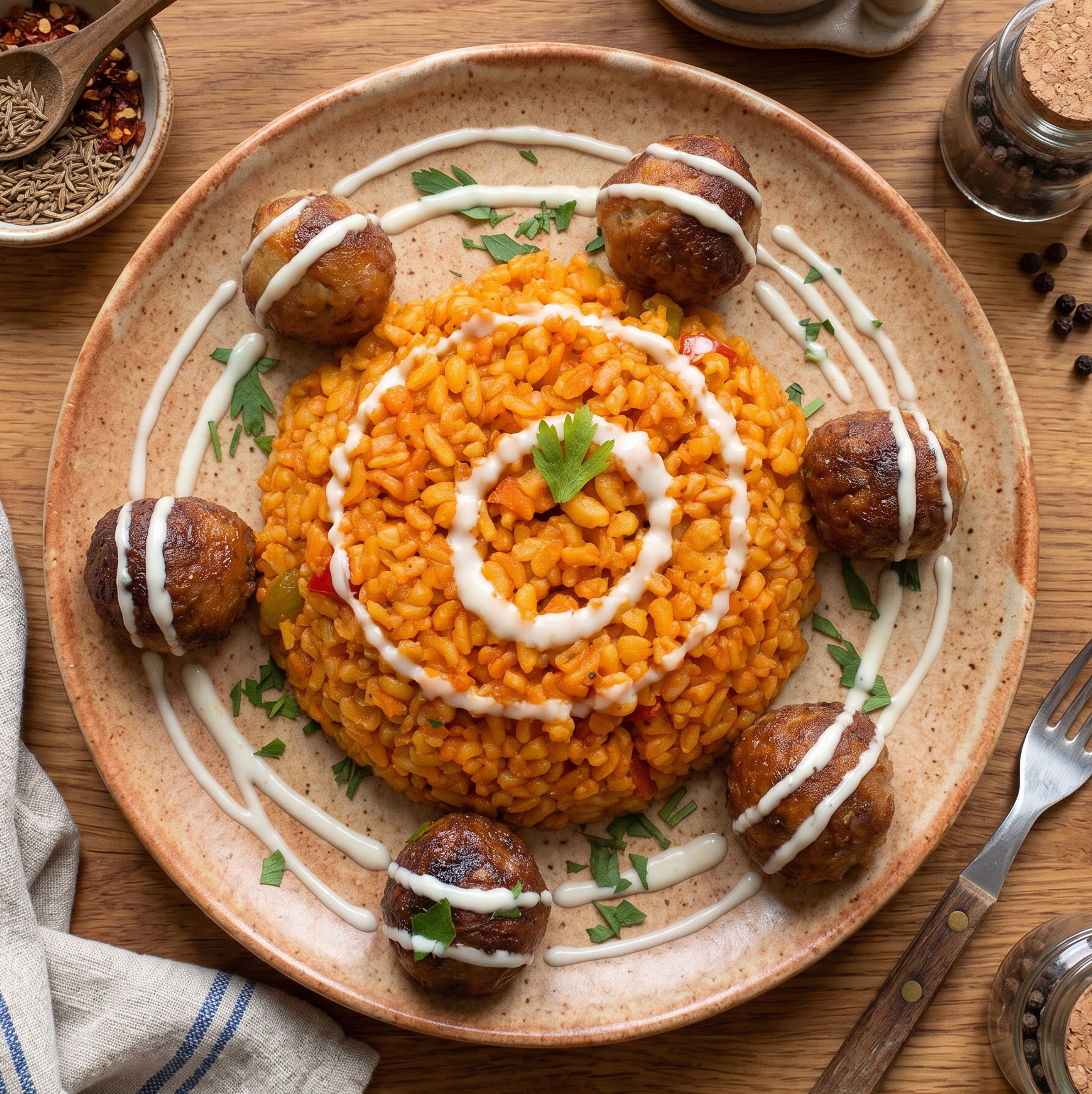 Bourghol with chicken meatballs