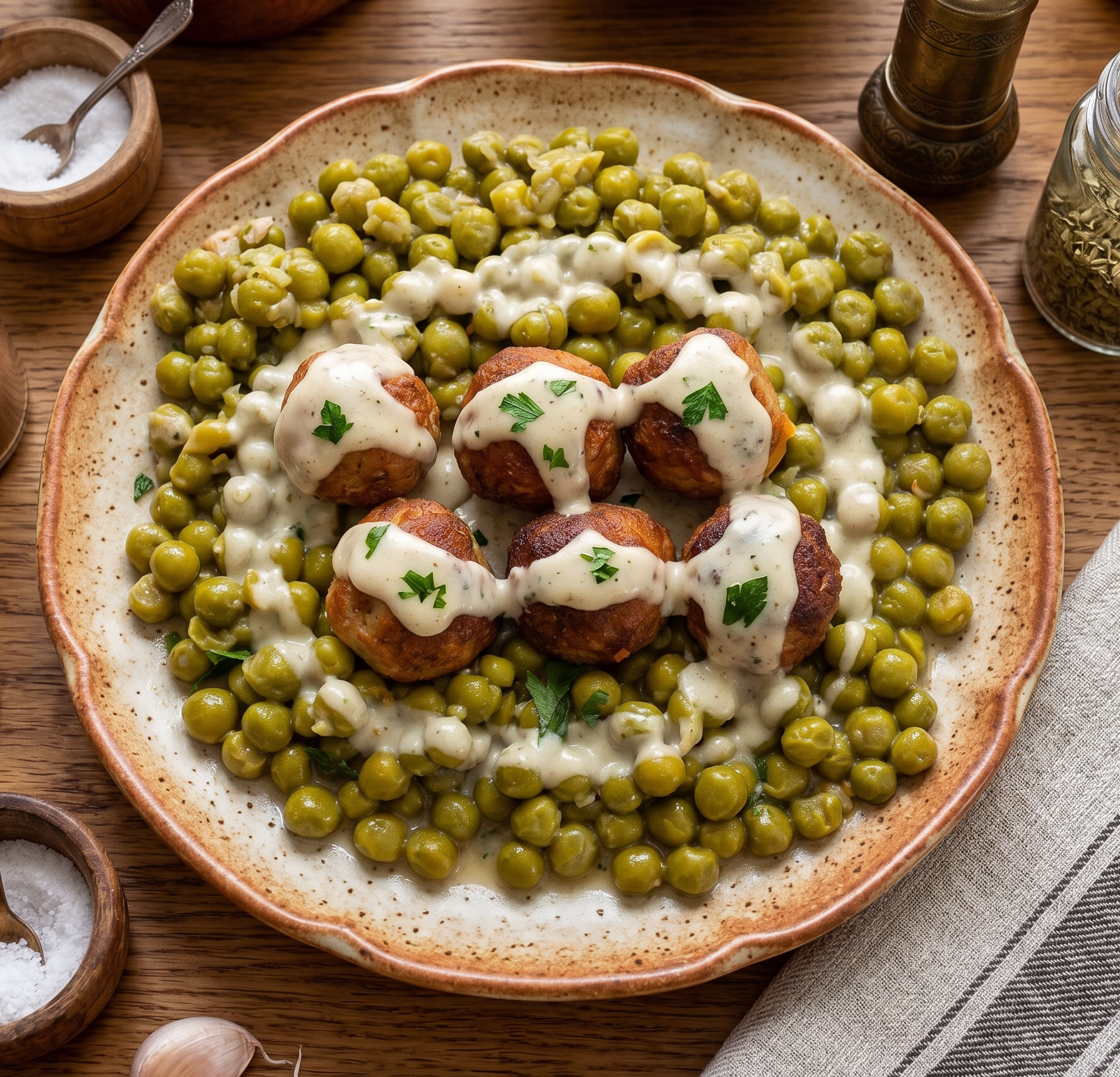 Petits Pois aux Boulettes de Poulet